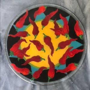 Peggy Karr Glass 11.25” Red Chili Peppers Plate